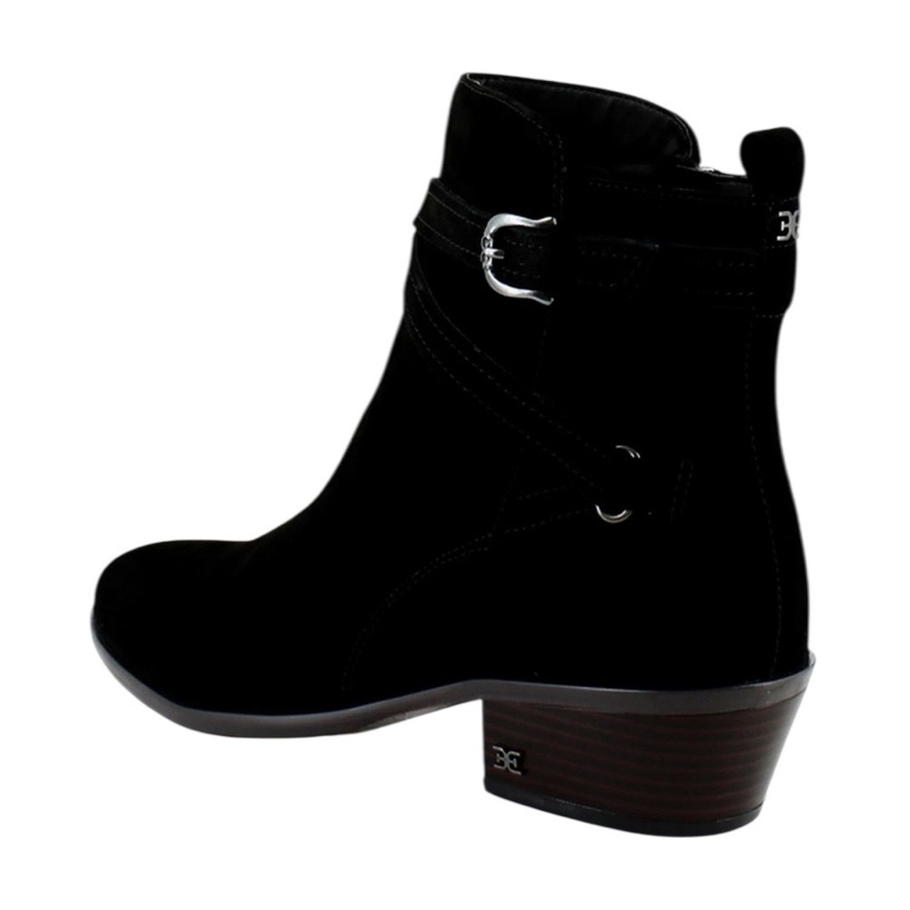 Sam Edelman Patty Black Suede Leather Ankle Boots Zip Buckle Boots 6M / 7.5M - Picture 4 of 13